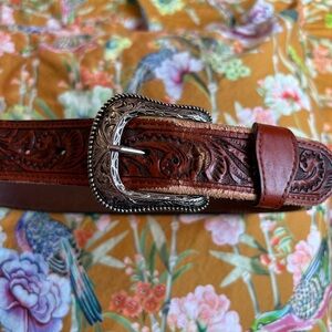 Vintage Tooled & Braided Leather Western Belt – Size 32